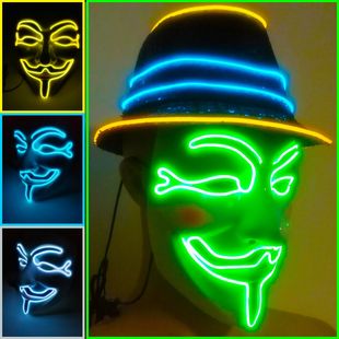Luminous Mask Cold Light V Mask bar KTV masquerade Halloween show atmosphere LED Mask