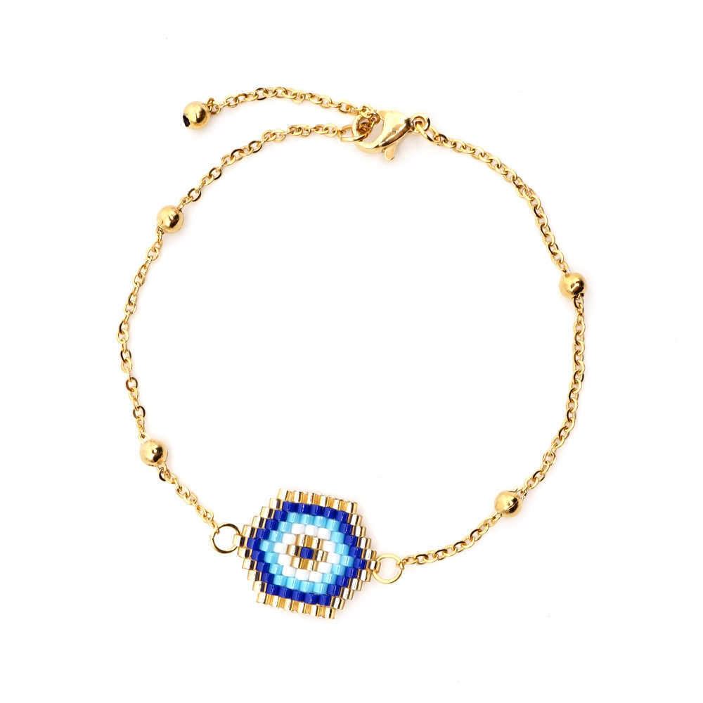 Blue Turkish Evil Eye Miyuki Braided Bracelet Eyes display picture 3