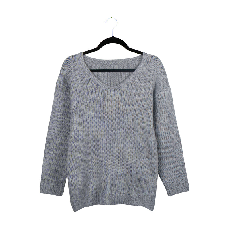 women s new solid color loose knit sweater  NSLK11397