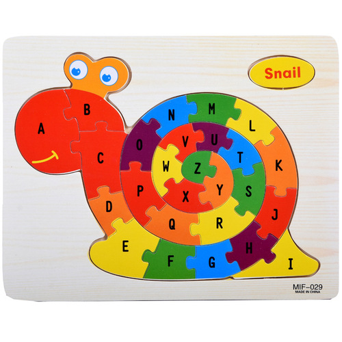 Wooden English children's 26-letter recognition plane puzzle toy Early education letter recognition graphic educational toy
