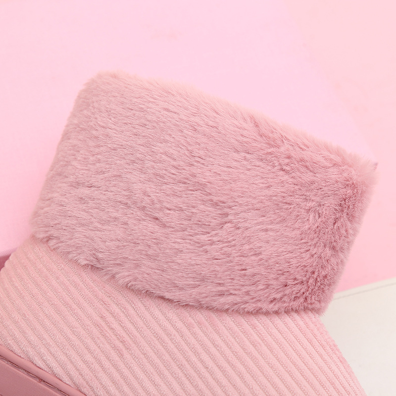 Pink High-Top Plush Couples Slippers