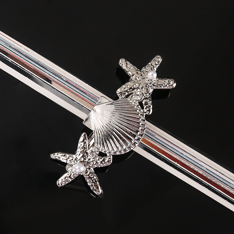 Women's Casual Marine Style Starfish Shell Alloy Inlay Rhinestones Pearl Hair Clip display picture 16