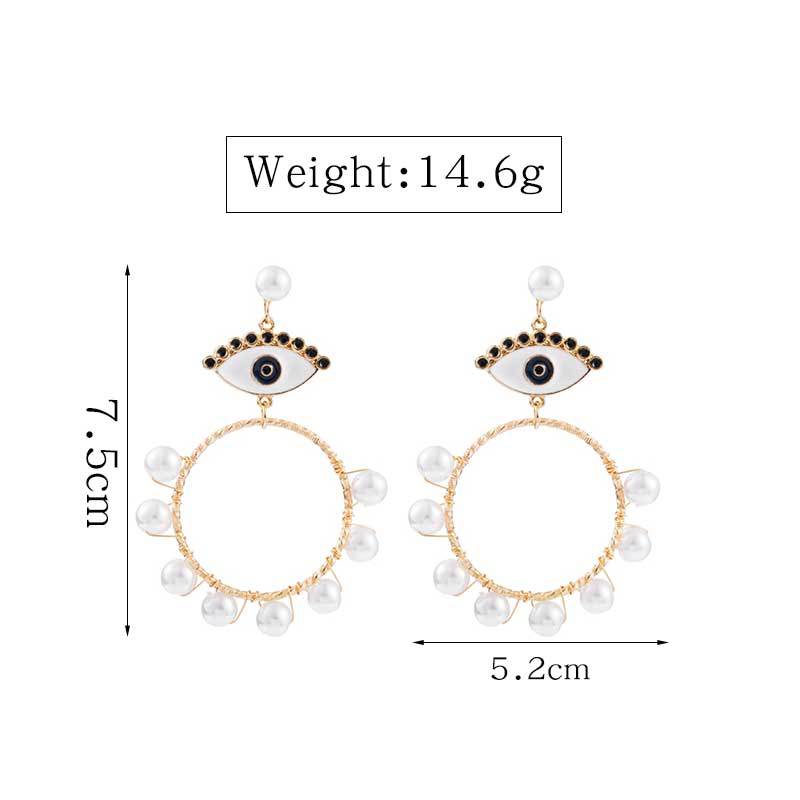 Pendientes New Devil&#39;s Eye Pendientes Fashion Punk Style Pearl Earrings Para Mujeres display picture 1