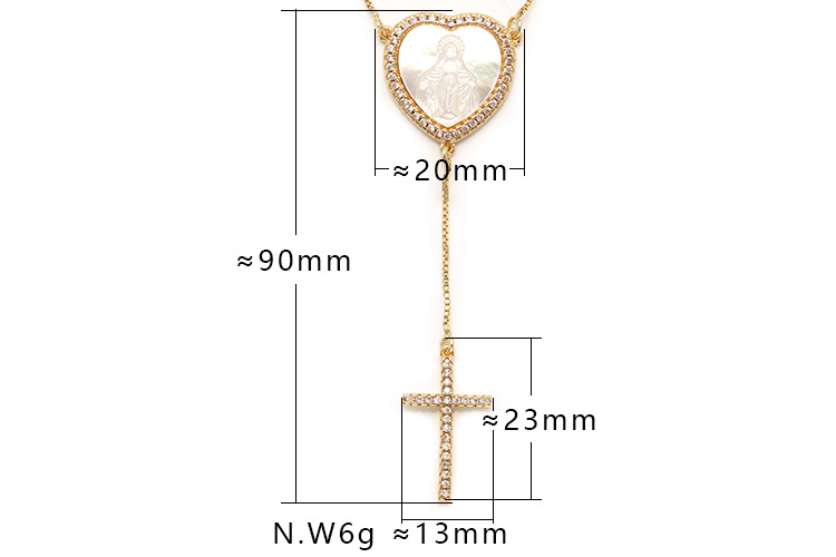 Ensemble De Colliers En Zircon Avec Pendentif Croix En Forme De Coeur Simple display picture 1