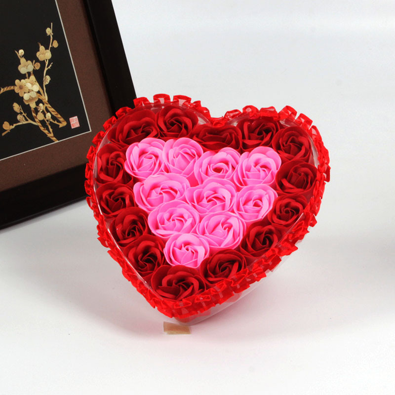 Valentine's Day 24 Heart-shaped Rose Soap Flower Gift Box Birthday Gift display picture 2