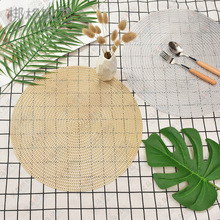 PVC桌垫圆型麦穗纹餐垫烫金缕空餐垫创意约PP西餐垫INS风摆拍道具