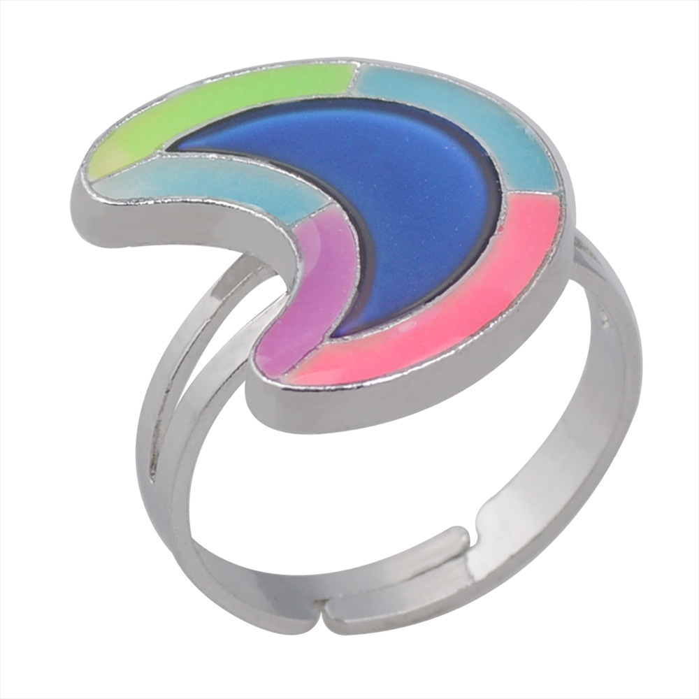 50g Weight Artificial Gemstones Inlay Material Birthday Occasion Alloy Material Heart Pattern Women'S Gender Plating Design Fashion Style Simple Peach Heart Love Butterfly Moon Color Changing Ring 31