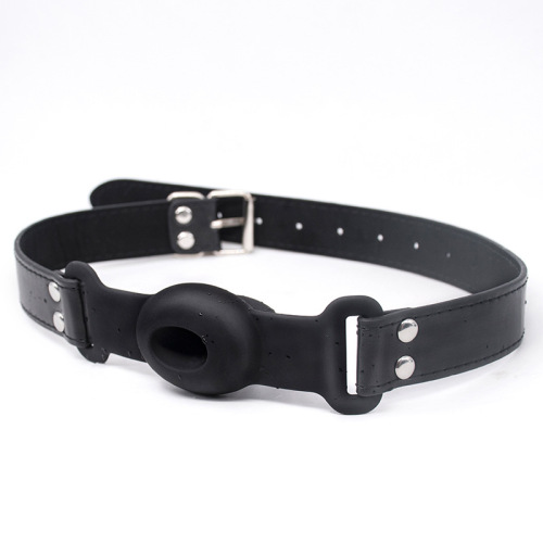 另类情趣硅胶口塞口枷空心设计口水狂流皮革口球SM刑具成人用品