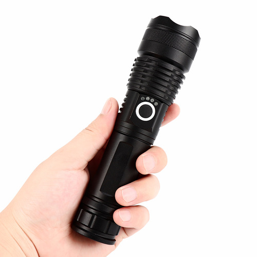 Cross-border new P50 strong light long-range flashlight aluminum alloy telescopic zoom USB rechargeable outdoor lighting flashlight