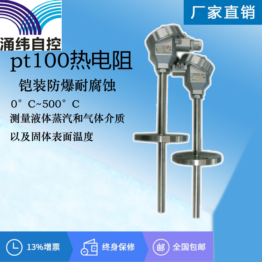 Platinum and rhodium Thermal resistance pt100 Explosion protection Armored Thermocouple -200-650