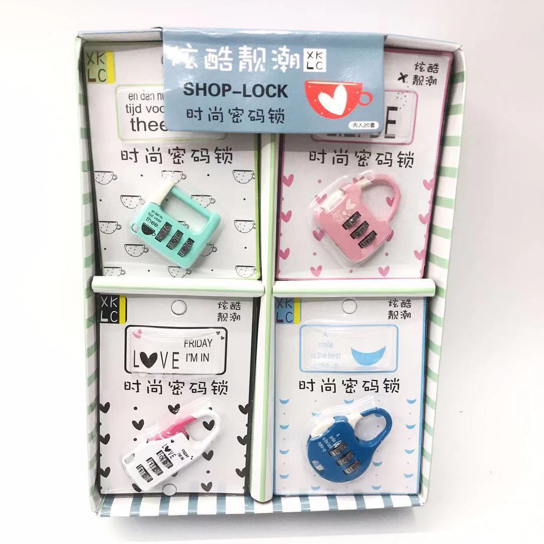 pupil Metal Text control Password lock originality Mini colour trunk Bag Password lock prize gift