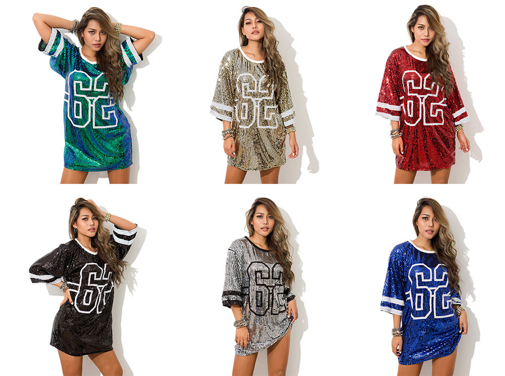 Costume Female Singer Performance Dress Hiphop Stage Clothing Sequined in Dresses