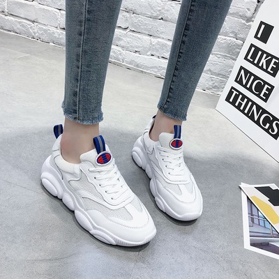 老爹女2019春新款网红休闲运动百搭网面小熊鞋ins学生小白鞋