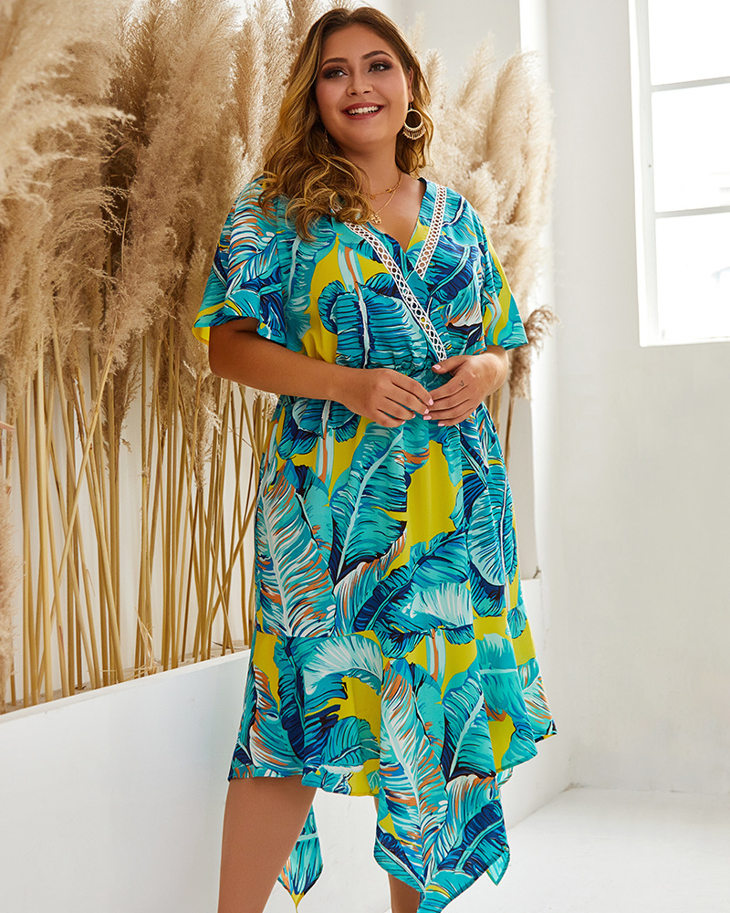 plus size boho print dress NSDY34880