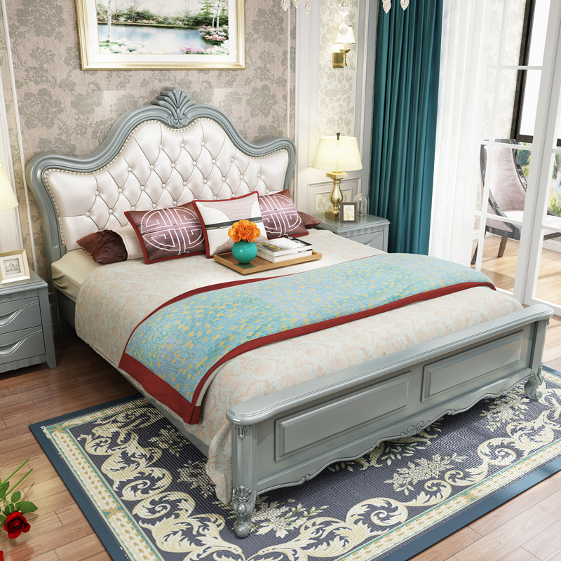 American solid wood bed 1.8-meter rubber wood 1.5M European princess bed high box storage double bed drawer master bedroom