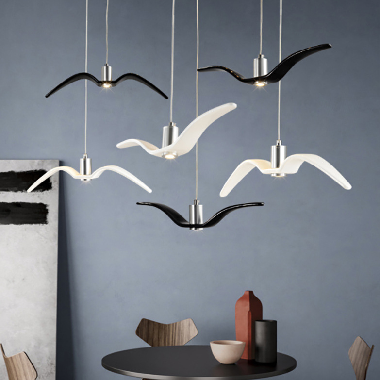 Nordic restaurant net bar creative personality background wall milk tea clothing hotel lobby bird seagull resin chandelier