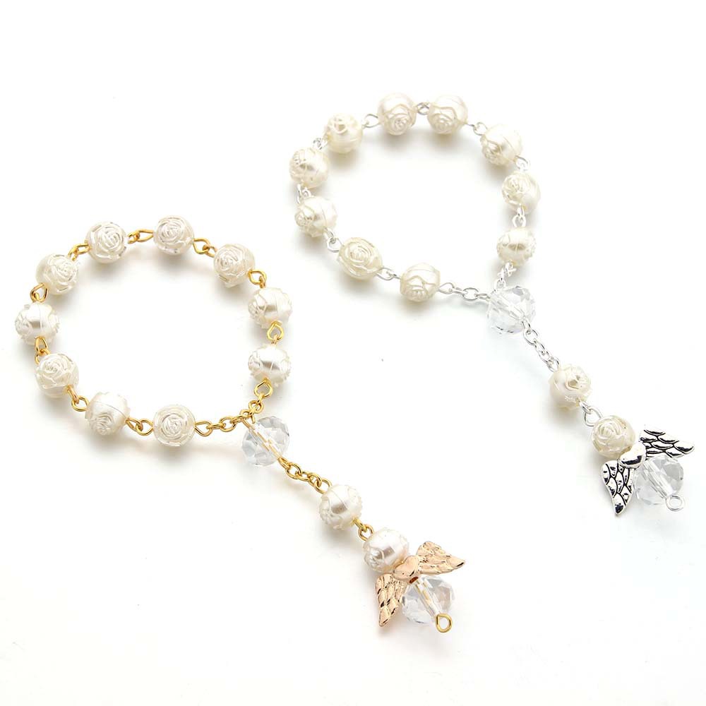 Cross-border Hot Sale Religious Cold Wind Special-interest Design Beads Love Angel Wings Bracelet Rose Pearl Bracelet display picture 2