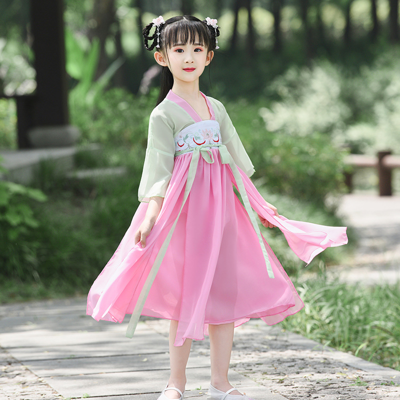 New Children's Hanfu Girl's Ancient Costume Super Fairy Chinese Style Skirt Improved Original Custom Tang Suit Girl's Skirt Summer