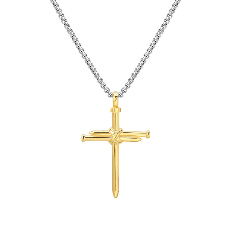 18K Gold Plated Plating Material 1 Piece 35*47mm 304 Stainless Steel 18K Gold Plated Cross Polished Pendant