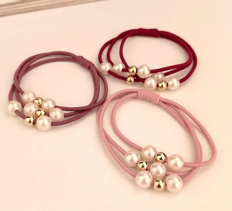 Fashion Geometric Imitation Pearl Cloth Hair Tie 1 Piece display picture 1