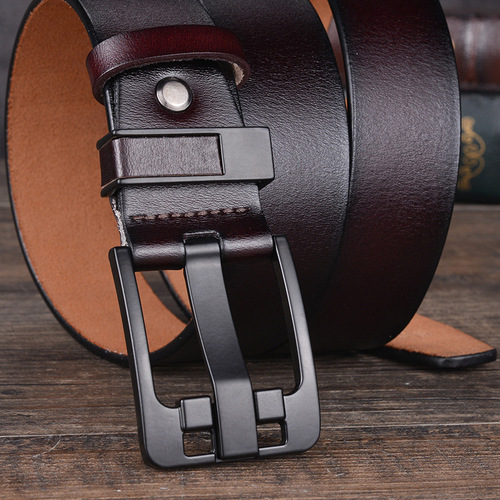 Genuine Leather Belt Cowhide Men's Pin Buckle Belt Retro Casual Factory Direct Sales Foreign Trade Dropshipping