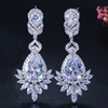 Zirconium, high-end earrings, accessory, Korean style, micro incrustation, wholesale