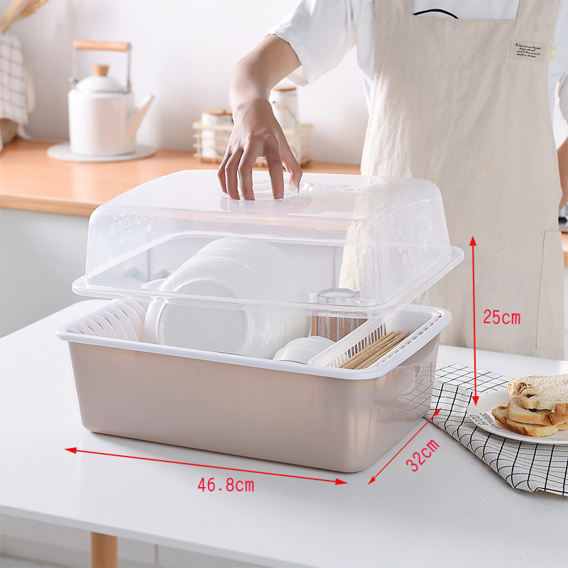 大瀝水碗架塑料廚房碗櫃收納箱碗筷餐具收納盒放碗碟架置物架櫥櫃