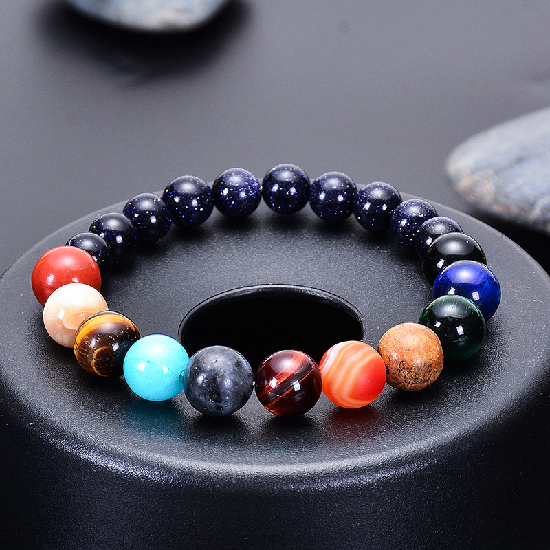 17g Weight Bracelets Classification 1 Piece Quantity Fashion Planet Natural Stone Beaded Men's Bracelets Men Beaded Bracelets