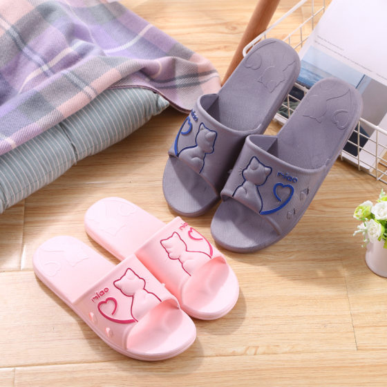 Summer Slippers Women's Household Indoor Couple Cute Men's Bath Non-slip Thick Bottom Bathroom Slippers in Stock