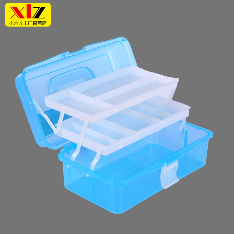 671透明美術學生國畫美甲多功能工具箱透明PP多層可折疊廠家直銷