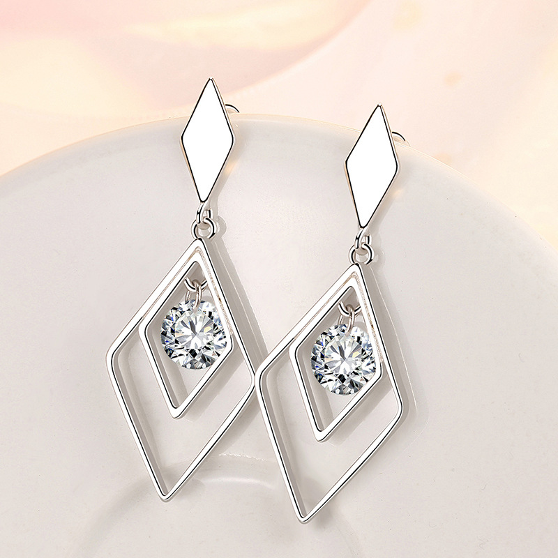 Geometric long elegant copper earrings