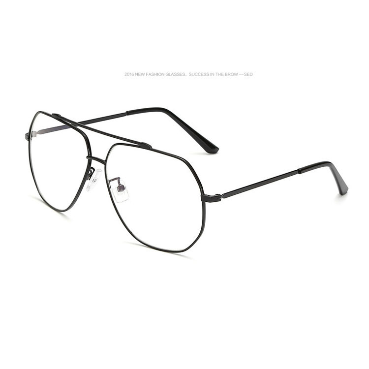 新款韩版大框多边形装饰女平光镜不锈钢复古眼镜男不规则眼镜|ms