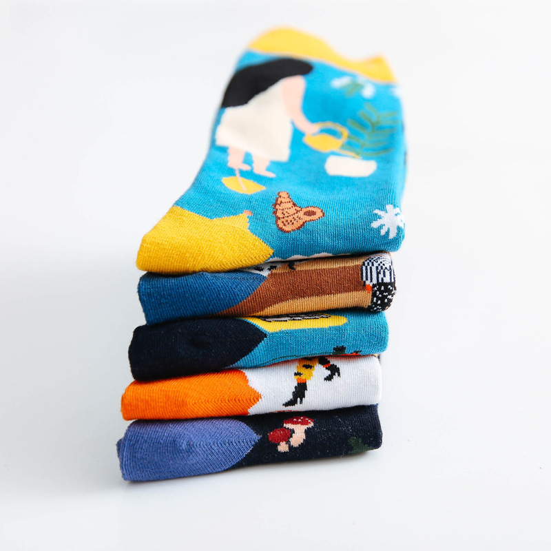 Unisex Basic Streetwear Cartoon Cotton Jacquard Crew Socks A Pair display picture 9