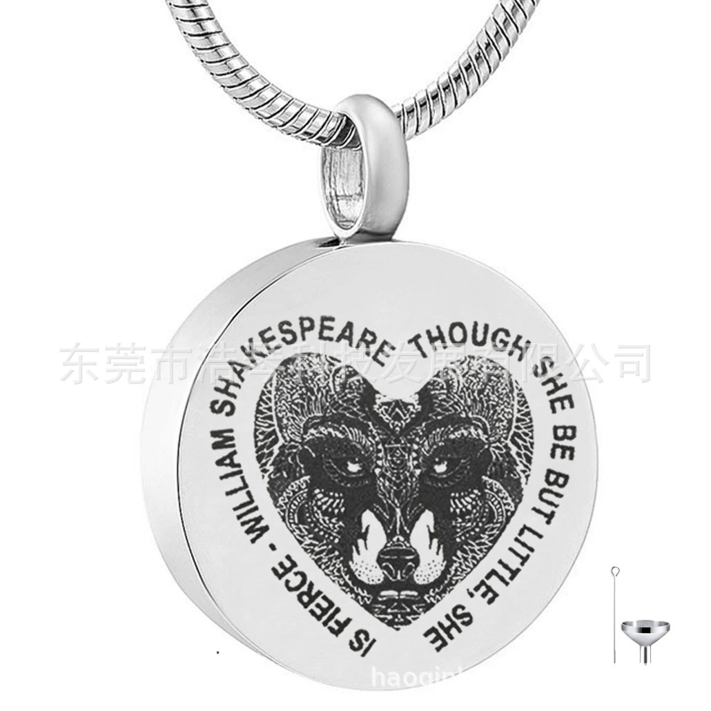 Мода памятные пепел ожерелье из нержавеющей стали круглый собака голова пепел коробка кулон ожерелье флакон духов аксессуары