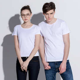 男女童款莫代尔T恤白色圆领短袖热升华文化衫 广告衫工作服