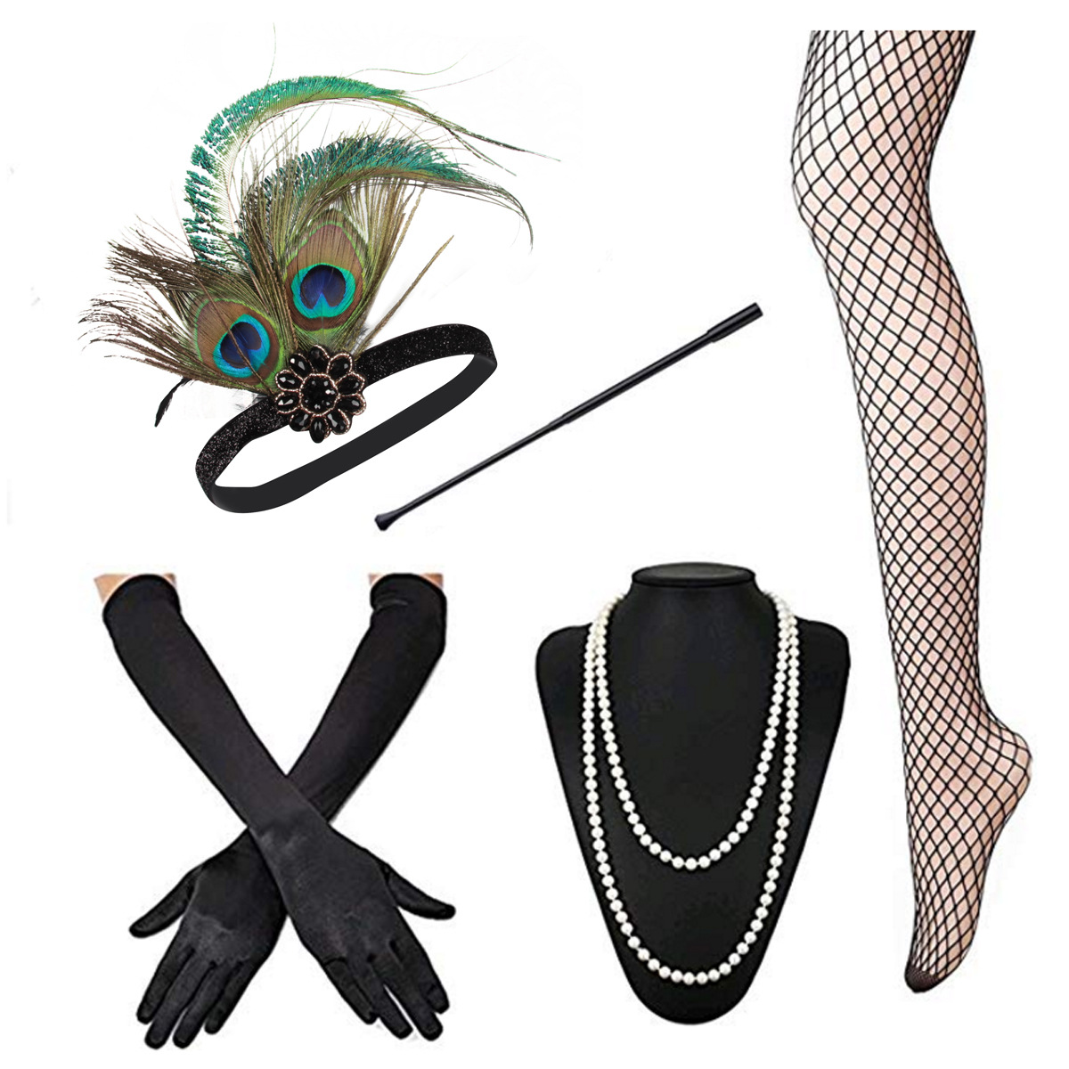 LowosaiWor Gatsby feather headpiece headgear set feather hair belt
