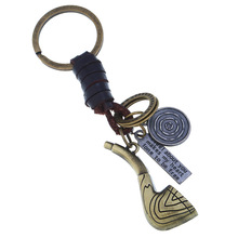 庞克新款欧美复古编织牛皮钥匙扣跨境电商货源包包配饰真皮钥匙扣