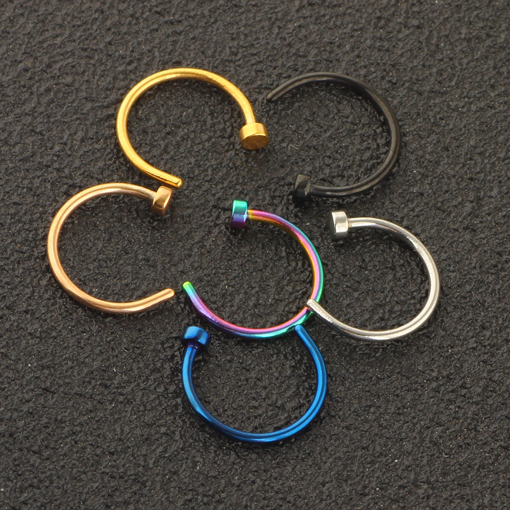 Stainless Steel C-Shape Nose Ring Nose Stud 6 Color Mixed Set - Popular Body Piercing Jewelry for Europe and US Amazon Supply detail image 7