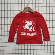 儿童长袖衫 25春新出口尾单男女童中小童圣诞款长袖衫批发