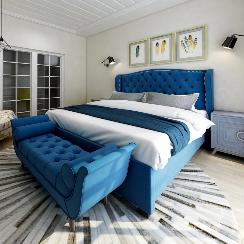 American style Fabric bed fashion Double bed ventilation Canopy Bed Northern Europe modern Bedroom bed engineering furniture customized