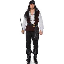 M-XL 新款 男海盜裝成人套裝 cosplay 衣服 萬聖節加勒比海盜服裝