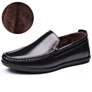 抖音快手同款真皮豆豆鞋一脚蹬男皮鞋头层牛皮冬季加绒休闲驾车鞋