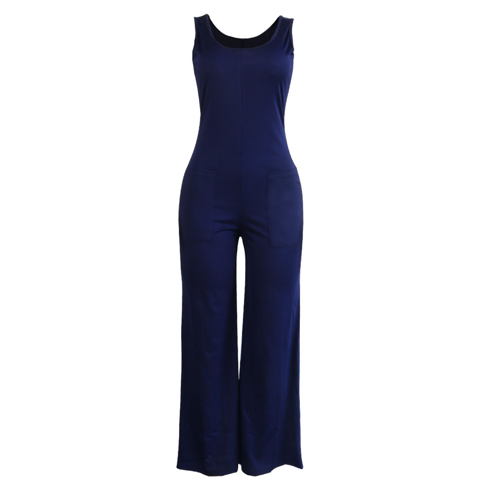 Sexy Round Neck Sleeveless Wide Leg Jumpsuit NSWNY58564