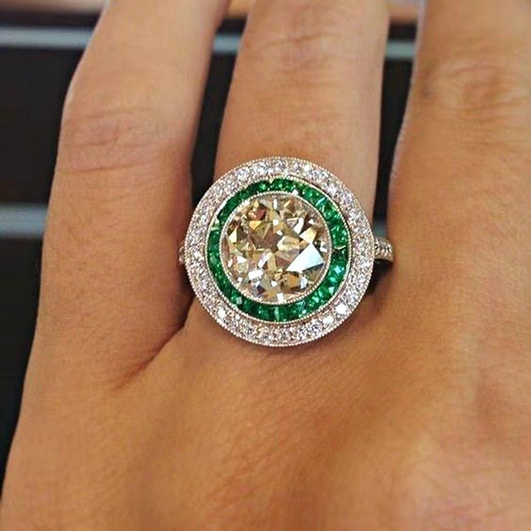 ring simple green and white inlaid zircon ring hot sale_ipsvogv.com