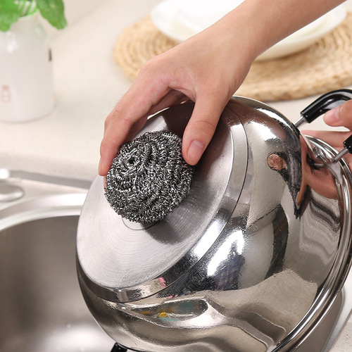 6 pack stainless steel pot cleaning balls, dishwashing tools pot brushing balls, kitchen supplies decontamination pot brushing steel wire balls