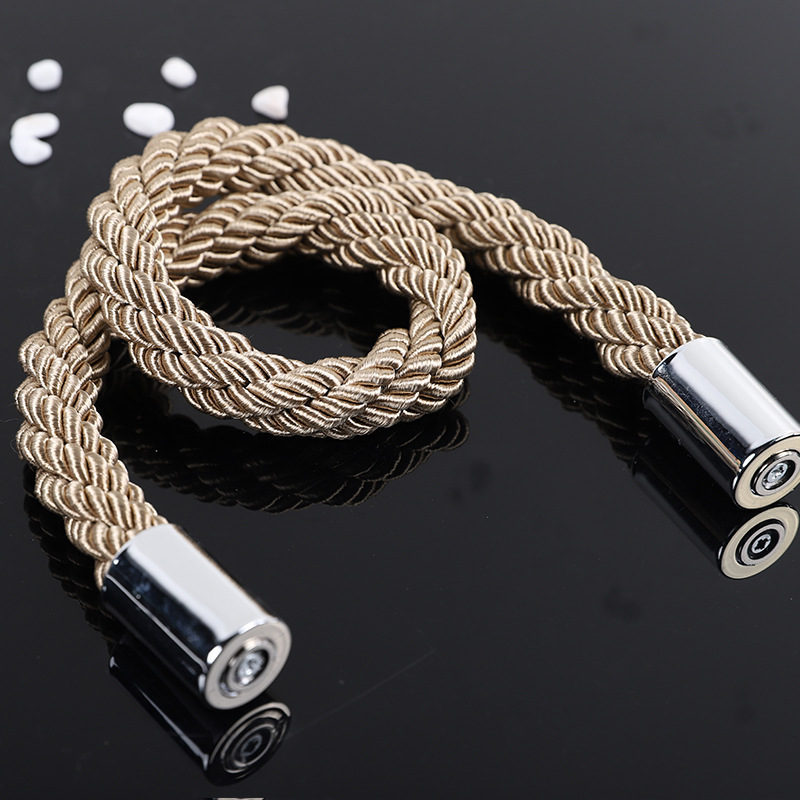 Product In Stock Strong Magnetic Heavy Rope Cylindrical Magnetic Buckle Home Magnetic Iron Nordic Braided Rope Curtain Magnetic Buckle
