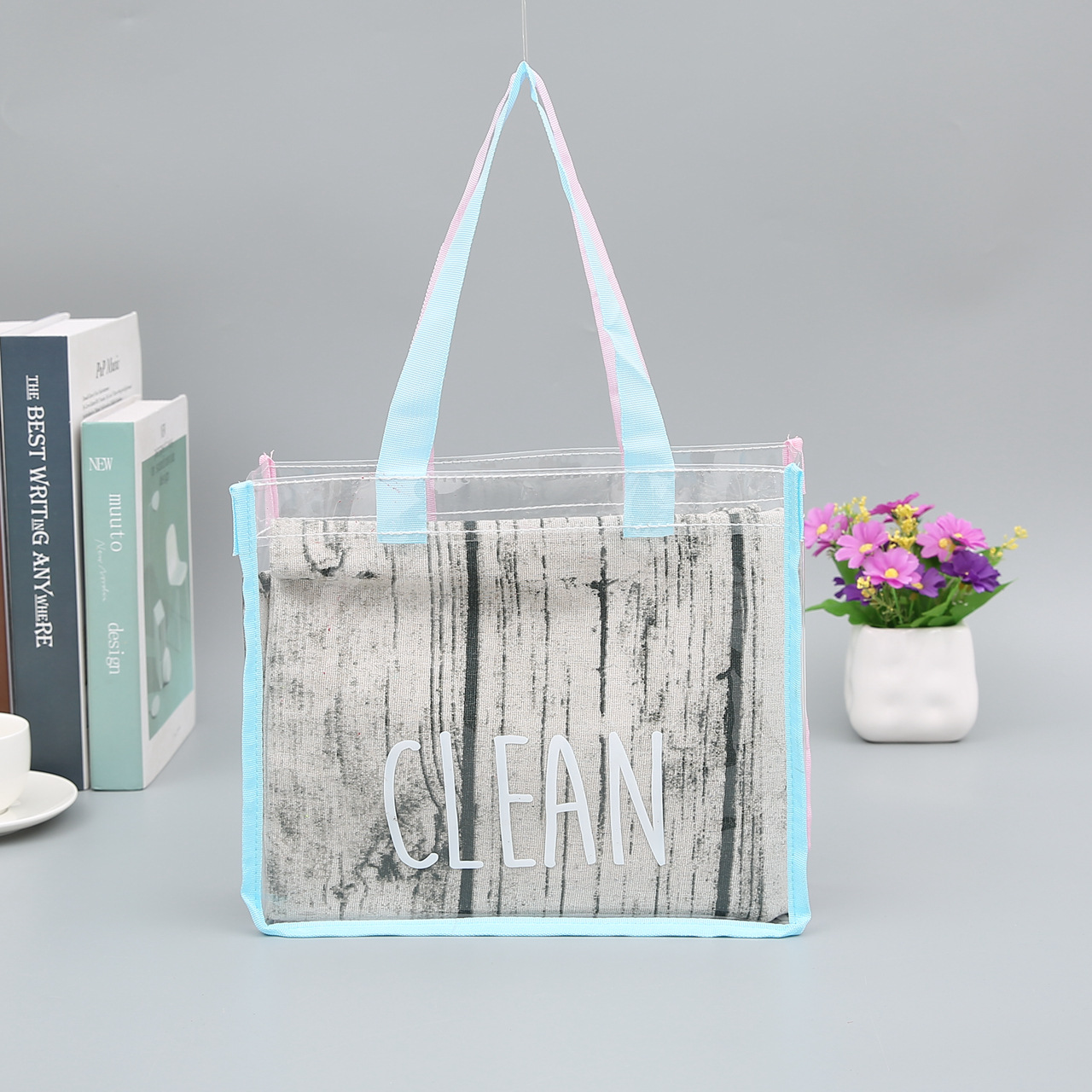 pvc手提袋塑料透明 pvc车缝打叉礼品包装袋印logo批发企业礼品袋