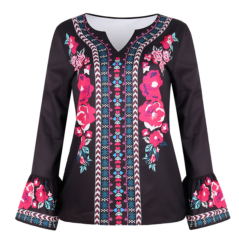 loose long-sleeved printed T-shirt NSKX10149