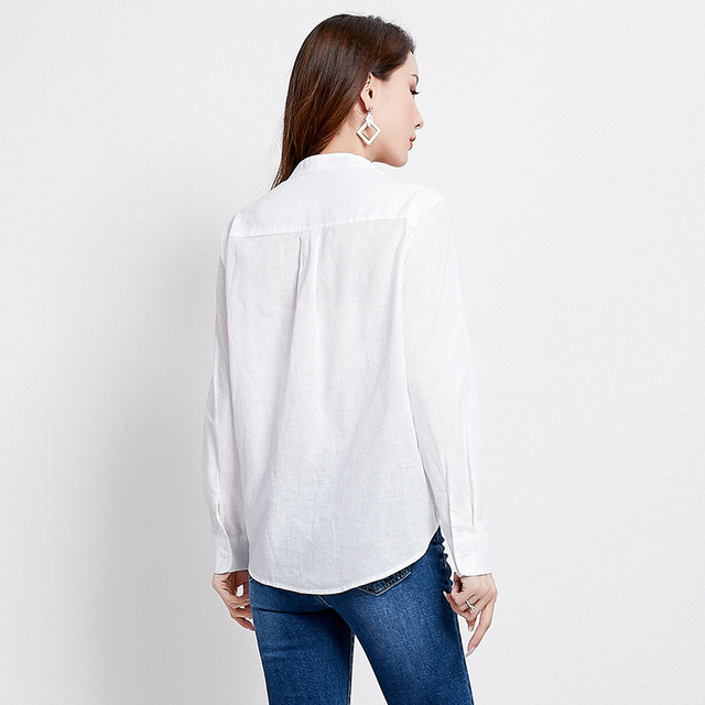 Autumn New Kit Half-open-necked OL White Shirt 