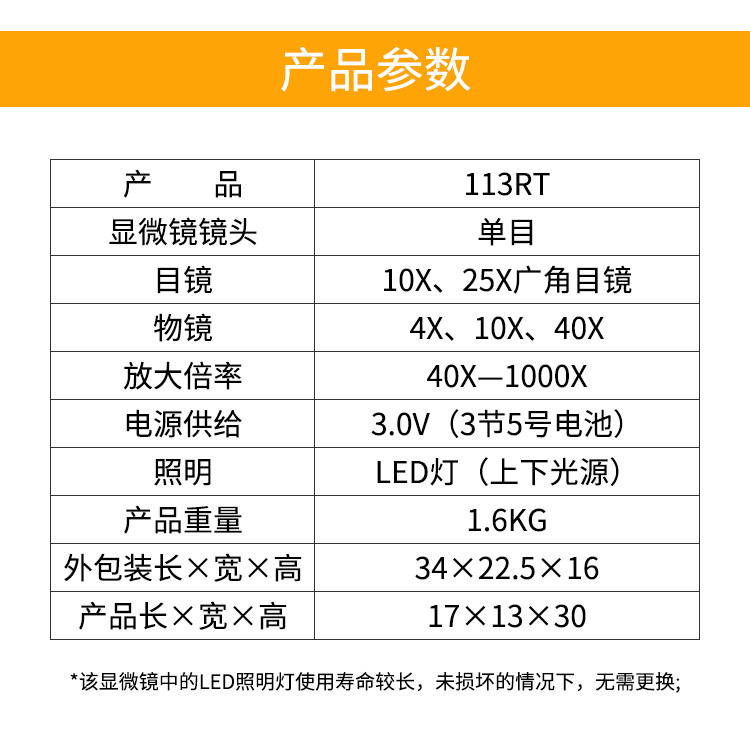 1000倍单目儿童显微镜学校生物实验变倍显微镜高倍高清显微镜详情11